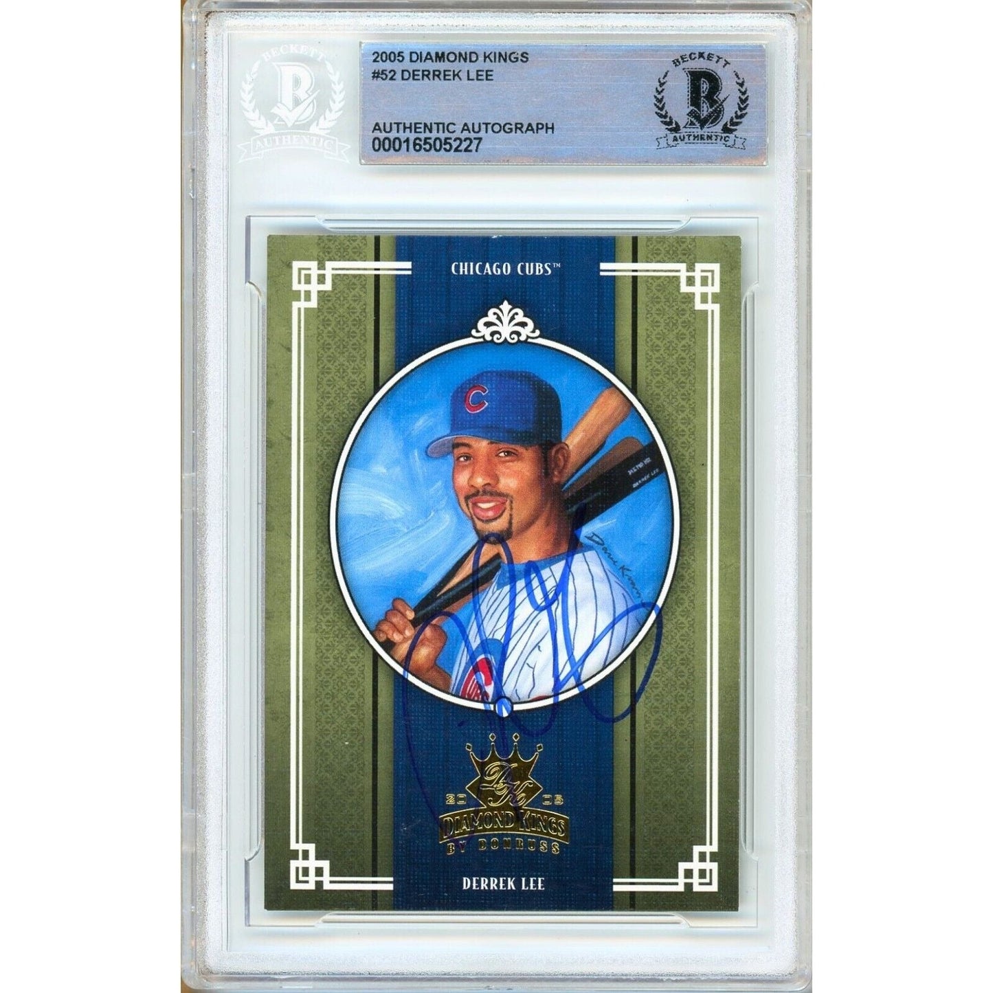 2005 Donruss Diamond Kings #52 — Derrek Lee Chicago Cubs Autographed Trading Card — Beckett Authentication