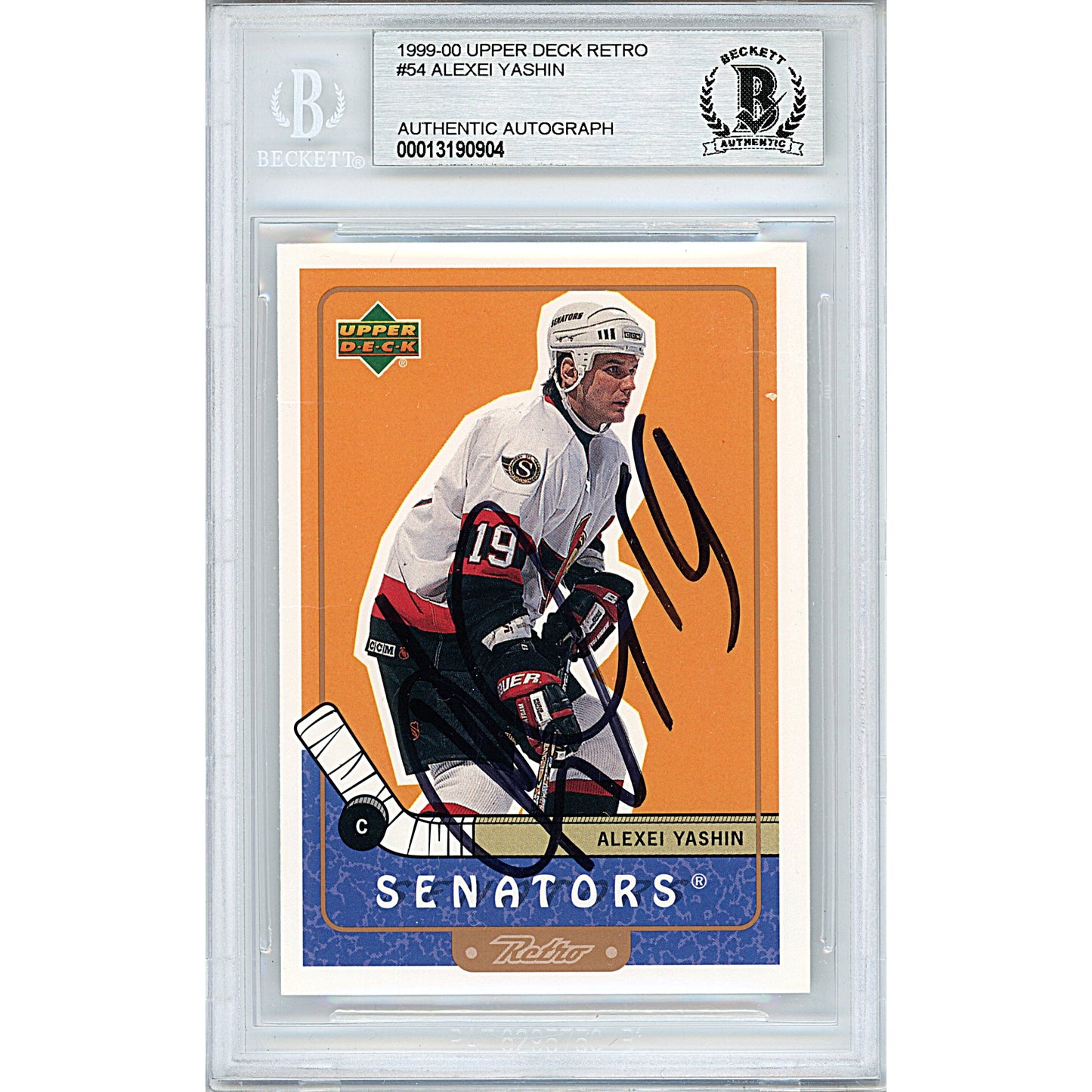 1999-2000 Upper Deck Retro #54 — Alexei Yashin Ottawa Senators Autographed Trading Card — Beckett Authentication