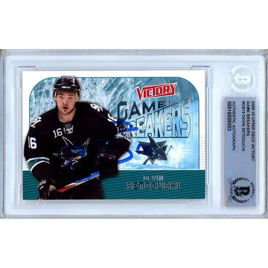 2009-10 Upper Deck Victory Game Breakers #GB19— Devin Setoguchi SJ Sharks Autographed Trading Card — Beckett Authentication