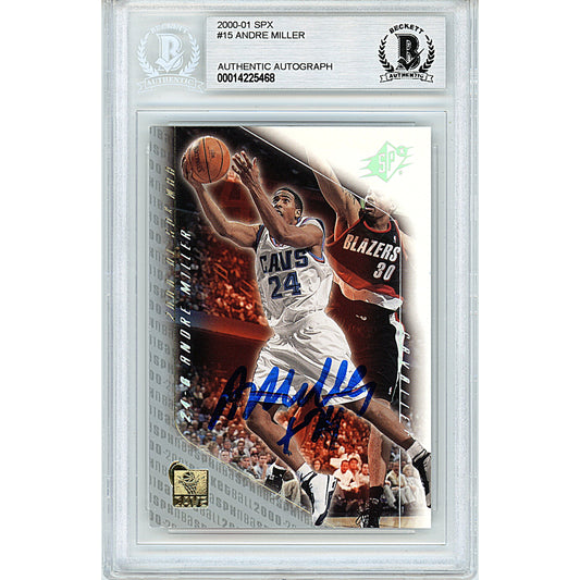 2000-01 Upper Deck SPx #15 — Andre Miller Cleveland Cavaliers Autographed Trading Card — Beckett Authentication