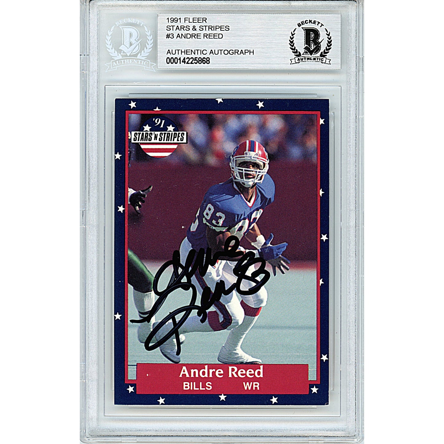 1991 Fleer Stars and Stripes #3f— Andre Reed Buffalo Bills Autographed Trading Card — Beckett Authentication