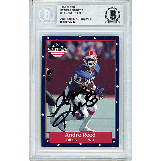 1991 Fleer Stars and Stripes #3f— Andre Reed Buffalo Bills Autographed Trading Card — Beckett Authentication