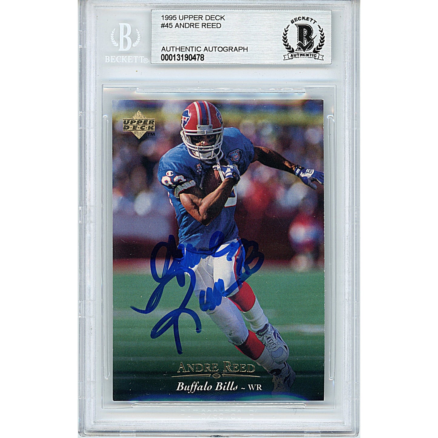 1995 Upper Deck #45 — Andre Reed Buffalo Bills Autographed Trading Card — Beckett Authentication