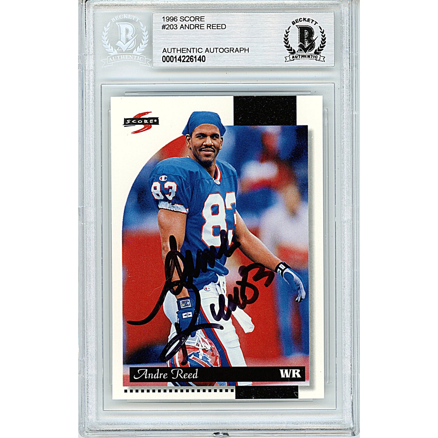 1996 Score #203 — Andre Reed Buffalo Bills Autographed Trading Card — Beckett Authentication