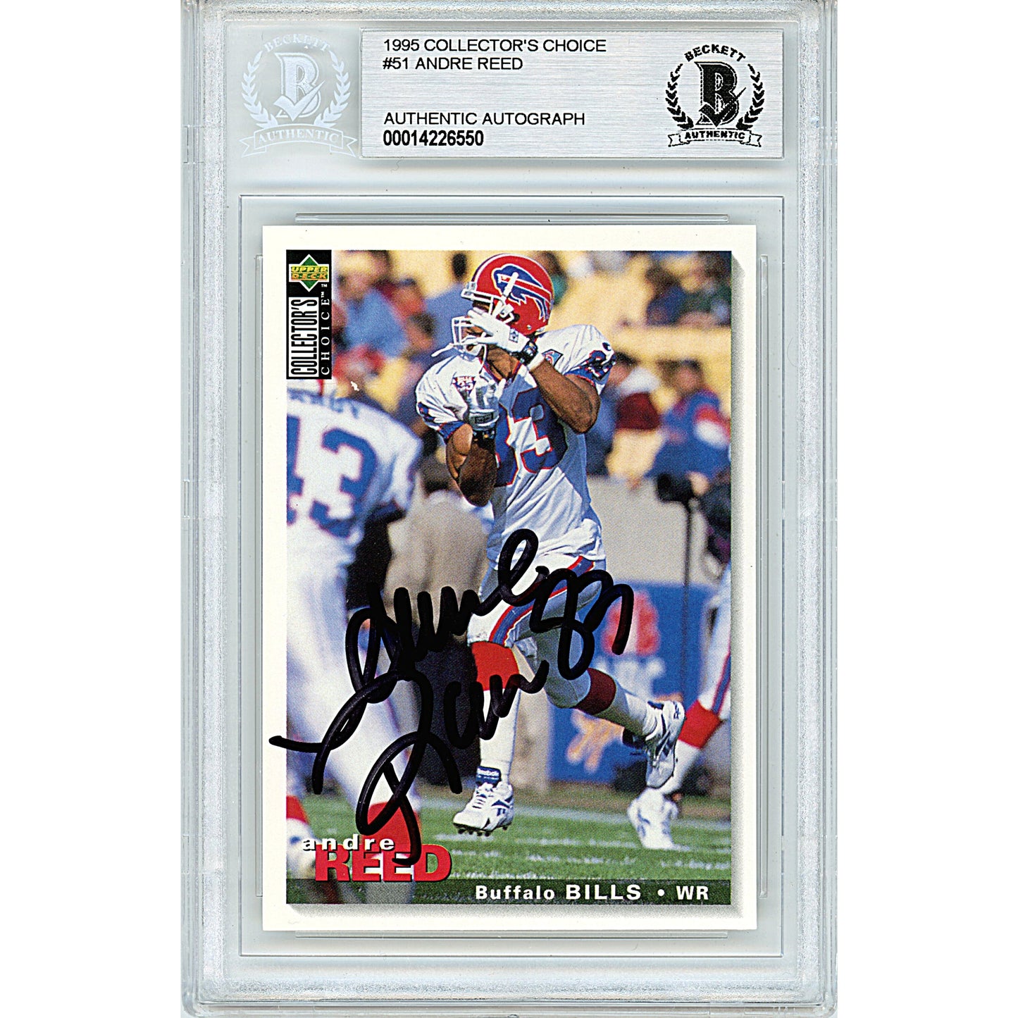 1995 UD Collectors Choice #51 — Andre Reed Buffalo Bills Autographed Trading Card — Beckett Authentication