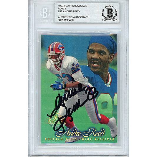 1997 Flair Showcase #58 — Andre Reed Buffalo Bills Autographed Trading Card — Beckett Authentication