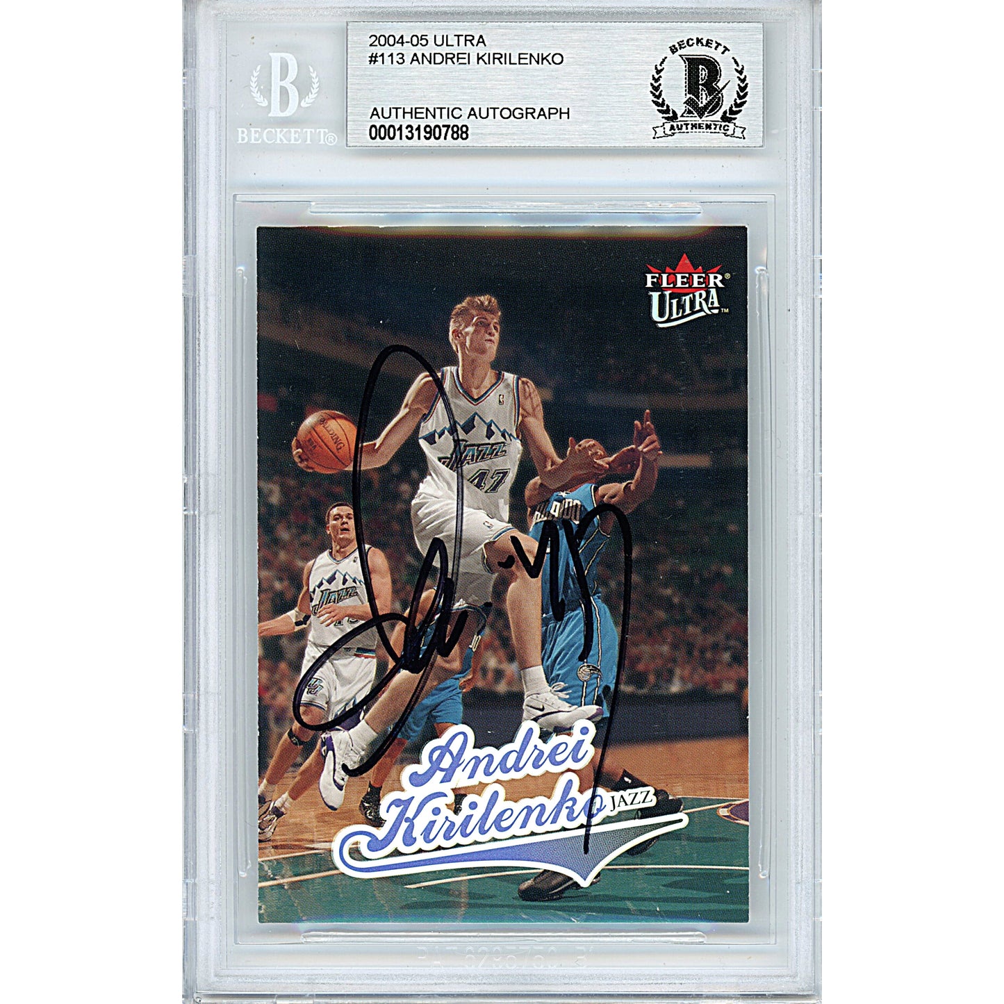 2004-05 Fleer Ultra #113 — Andrei Kirilenko Utah Jazz Autographed Trading Card — Beckett Authentication