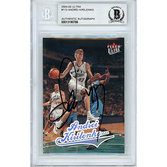 2004-05 Fleer Ultra #113 — Andrei Kirilenko Utah Jazz Autographed Trading Card — Beckett Authentication