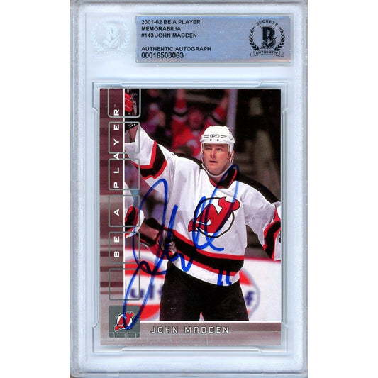 2001-02 BAP #143 — John Madden New Jersey Devils Autographed Trading Card — Beckett Authentication