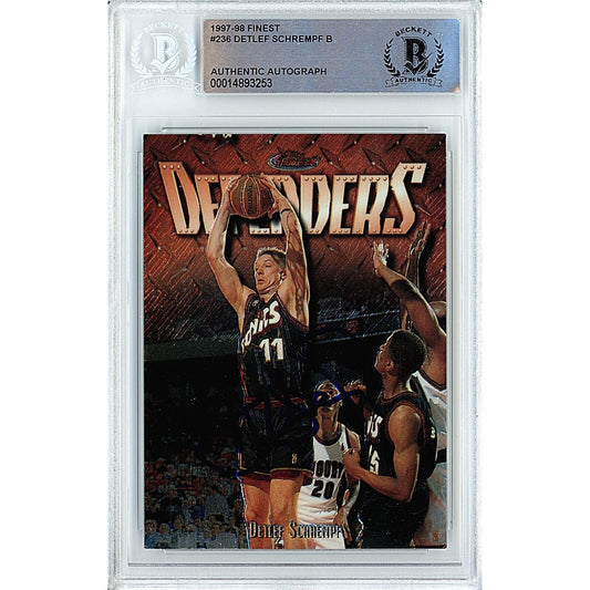 1997 Topps Finest #236 — Detlef Schrempf Seattle Sonics Autographed Trading Card — Beckett Authentication