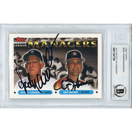 1993 Topps #506 — Art Howe And Sparky Anderson Autographed Trading Card — Beckett Authentication