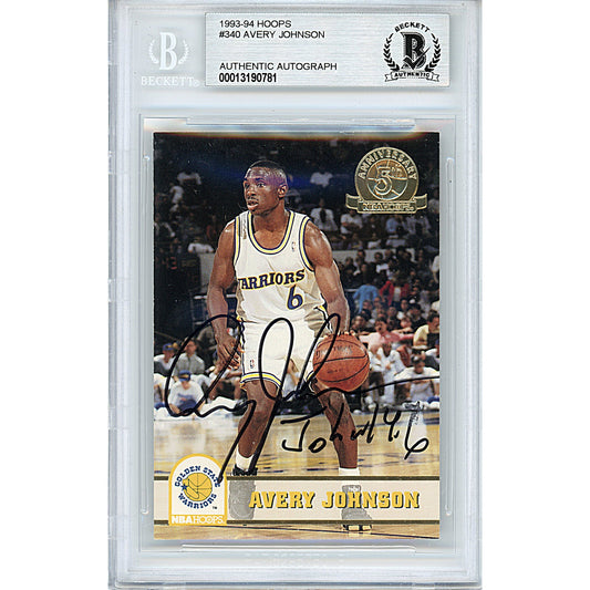1993-94 NBA Hoops Gold #340 — Avery Johnson Golden State Warriors Autographed Trading Card — Beckett Authentication