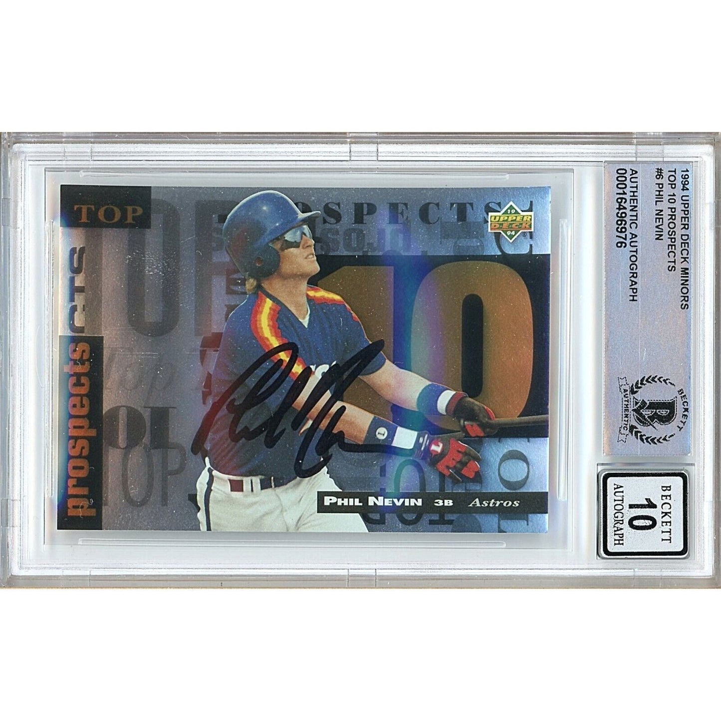 Phil Nevin Houston Astros Signed 1994 Upper Deck Minors Card BGS Auto 10 Graded Slab