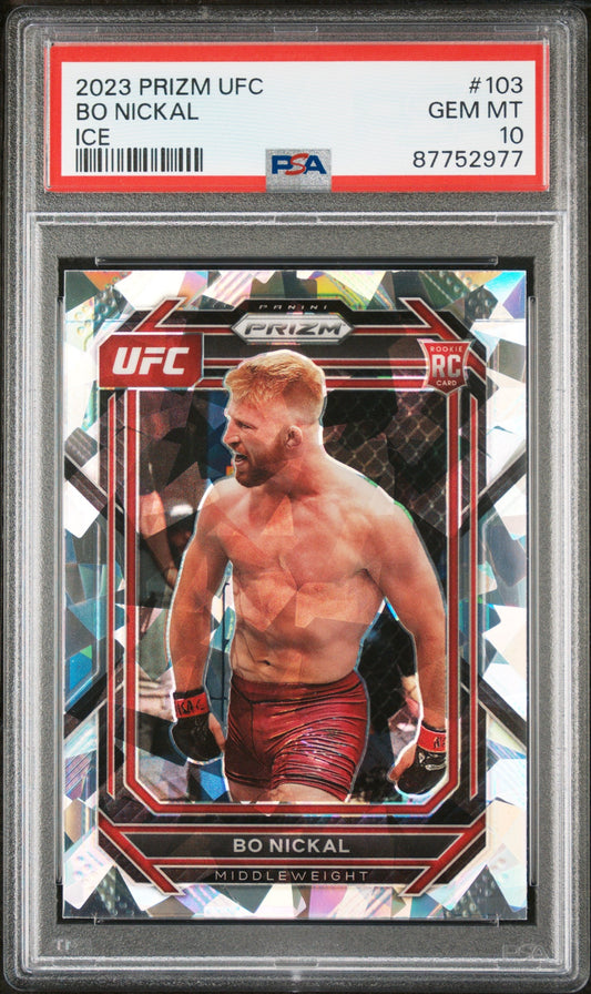 Graded 2023 Panini Prizm UFC Bo Nickal #103 Ice Rookie RC UFC MMA Card PSA 10 Gem Mint