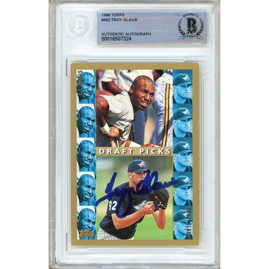 Troy Glaus LA Angels Signed 1998 Topps Baseball Rookie Card Beckett Authentic Auto Slab