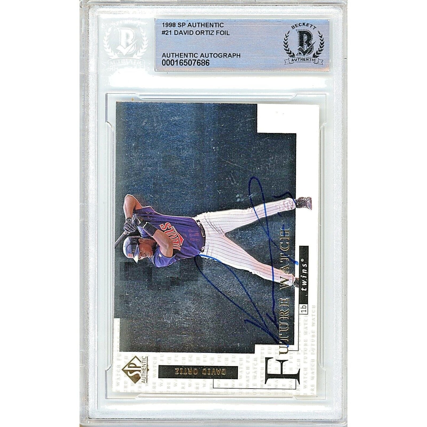 1998 SP Authentic Future Watch #21 — David Ortiz Minnesota Twins Autographed Trading Card — Beckett Authentication