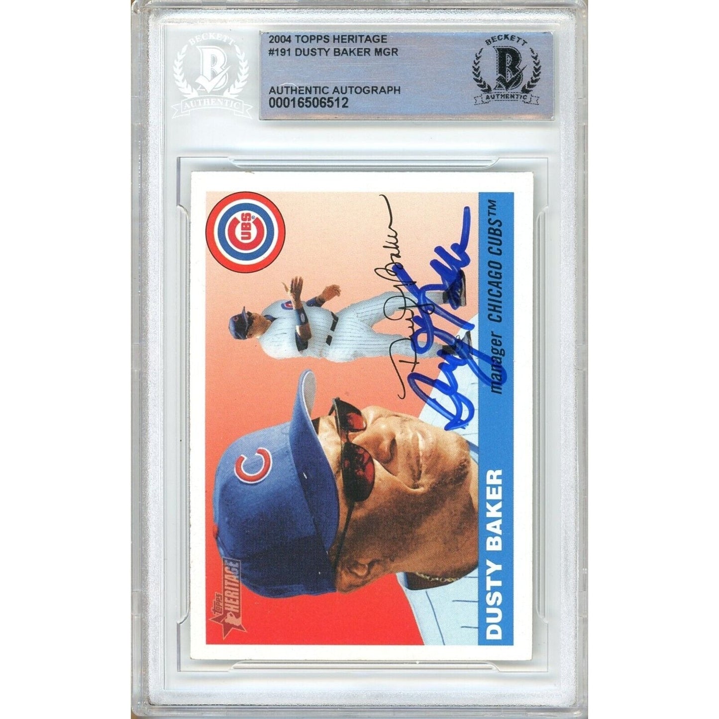 2004 Topps #191 — Dusty Baker Chicago Cubs Autographed Trading Card — Beckett Authentication