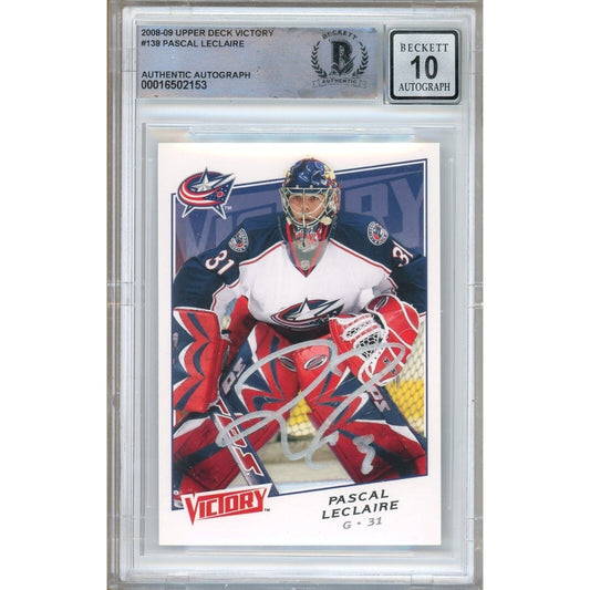 Pascal LeClaire Blue Jackets Signed 2008-09 Victory Hockey Card BGS Auto 10 Graded Slab