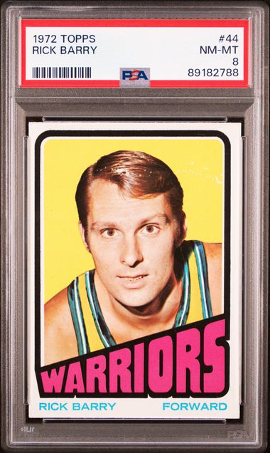 Graded 1972 Topps Rick Barry #44 2nd Year Basketball Card PSA 8 NM-MT - Sport Cards