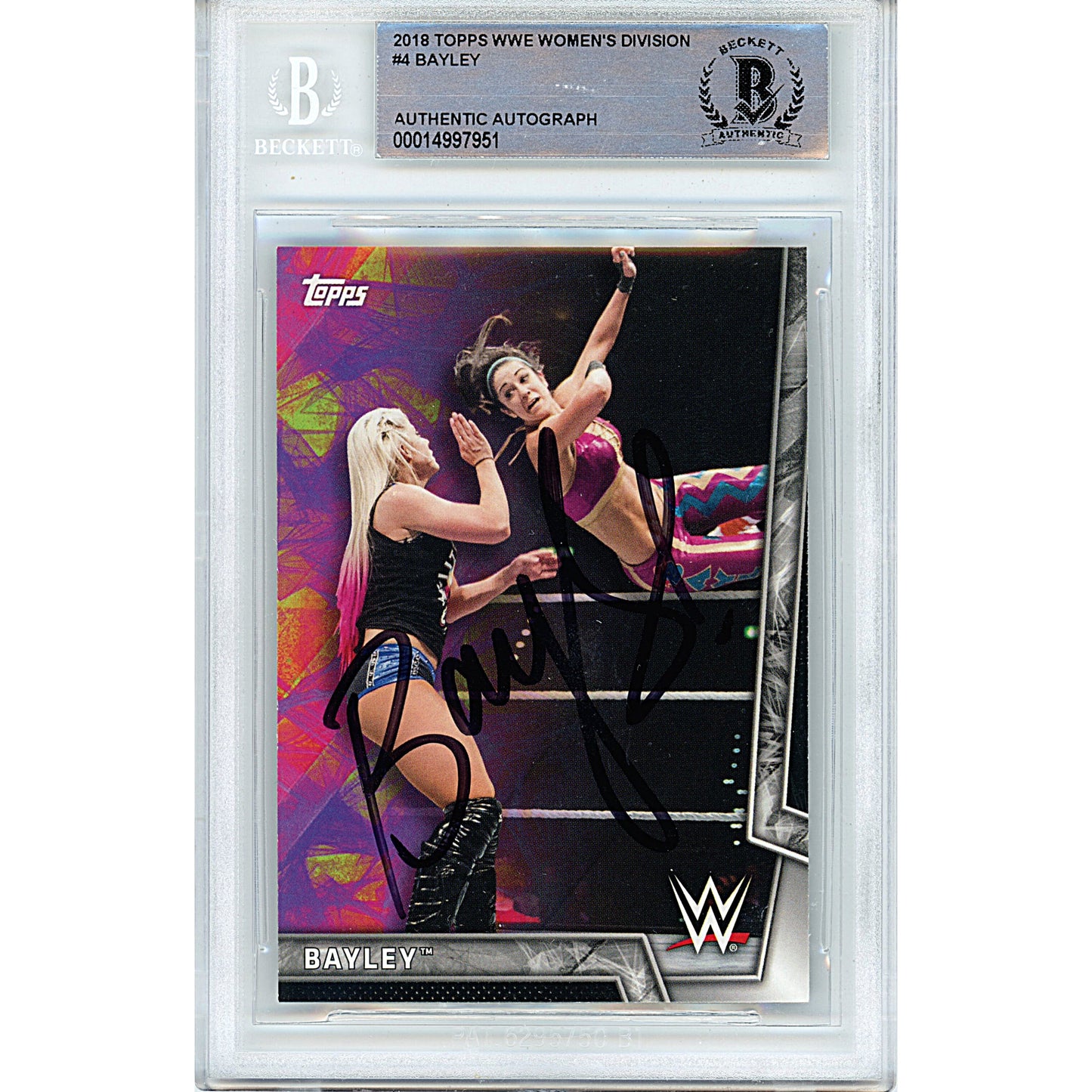 2018 Topps WWE Womens Division #4 — Bayley Autographed Wrestling Trading Card — Beckett Authentication