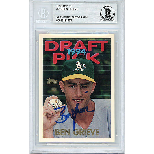 1995 Topps #212 — Ben Grieve Oakland Athletics Autographed Trading Card — Beckett Authentication