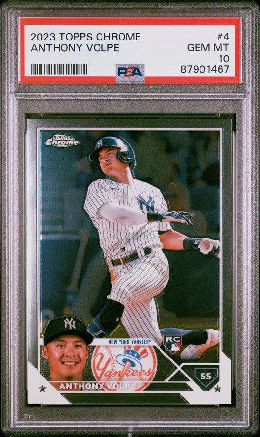 Graded 2023 Topps Chrome Anthony Volpe #4 Rookie RC Baseball Card PSA 10 Gem Mint