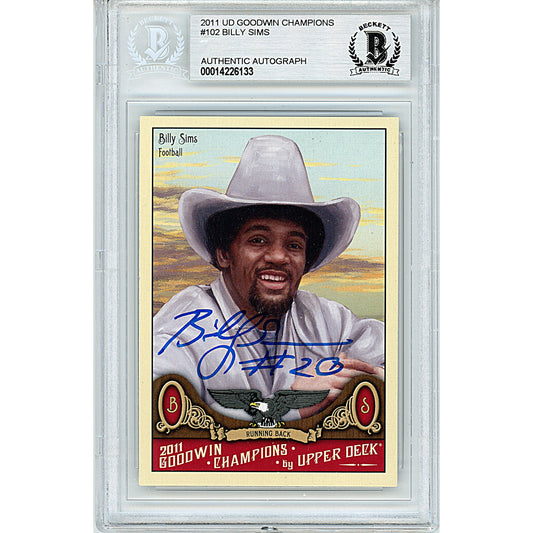 2011 Upper Deck Goodwin Champions #102 — Billy Sims Oklahoma Sooners Autographed Trading Card — Beckett Authentication