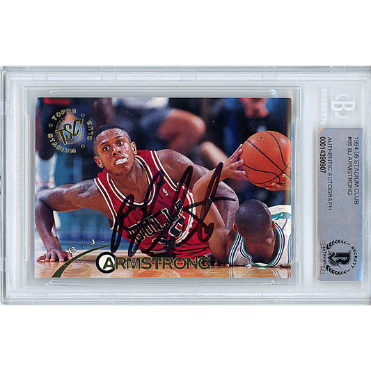 1994-95 Topps Stadium Club #18 — BJ Armstrong Chicago Bulls Autographed Trading Card — Beckett Authentication