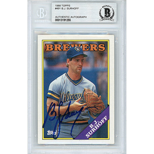 1988 Topps #491 — BJ Surhoff Milwaukee Brewers Autographed Trading Card — Beckett Authentication