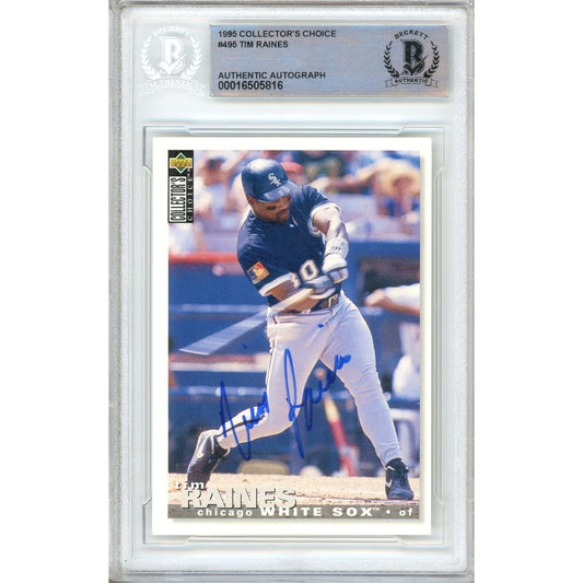 Tim Raines Chicago White Sox Signed 1995 Collector Choice Card Beckett Authentic Auto Slab