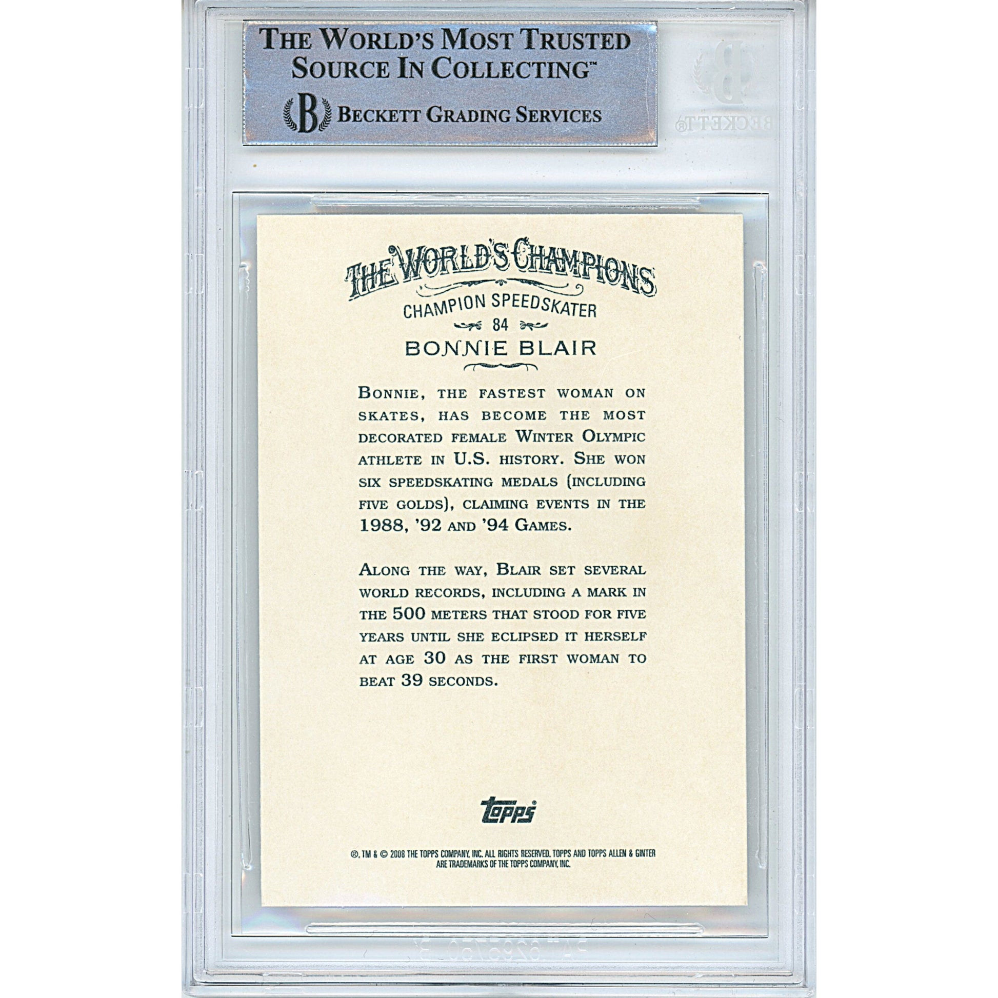 2008 Topps Allen and Ginter #84 — Bonnie Blair Team USA Autographed Trading Card — Beckett Authentication - Sport Cards