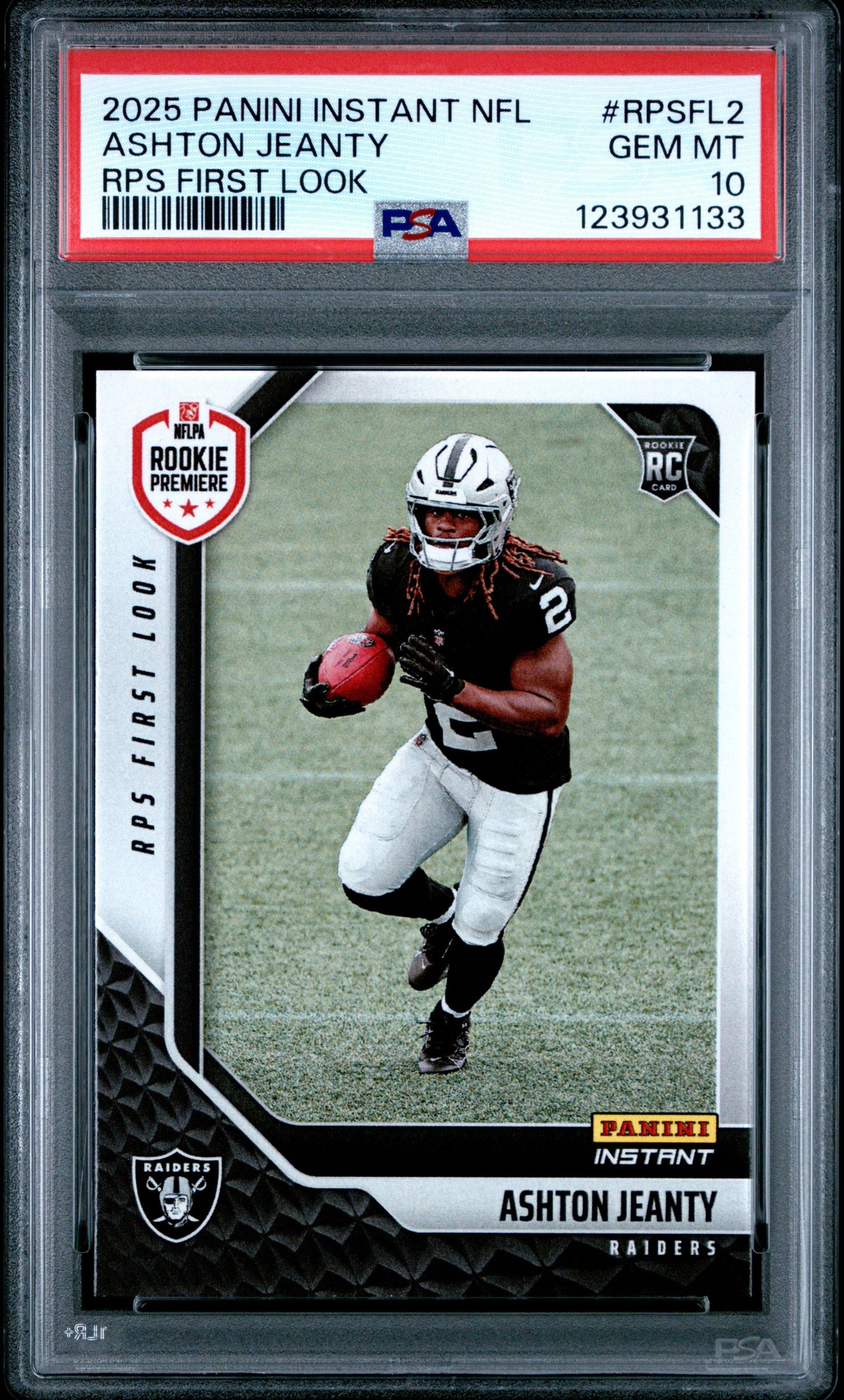 Graded 2025 Panini Instant Ashton Jeanty #RPSFL2 RPS First Look Rookie RC Football Card PSA 10 Gem Mint