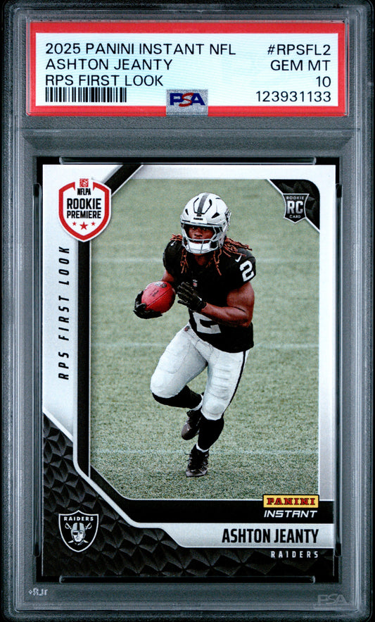 Graded 2025 Panini Instant Ashton Jeanty #RPSFL2 RPS First Look Rookie RC Football Card PSA 10 Gem Mint