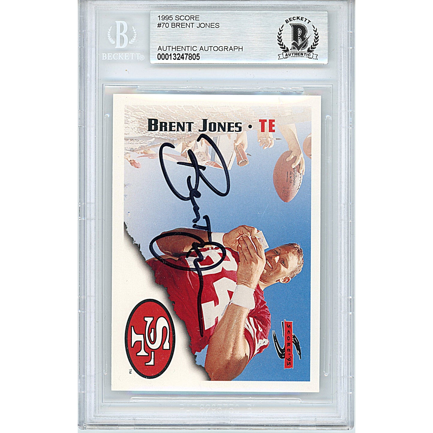 1995 Score #70 — Brent Jones San Francisco 49ers Autographed Trading Card — Beckett Authentication