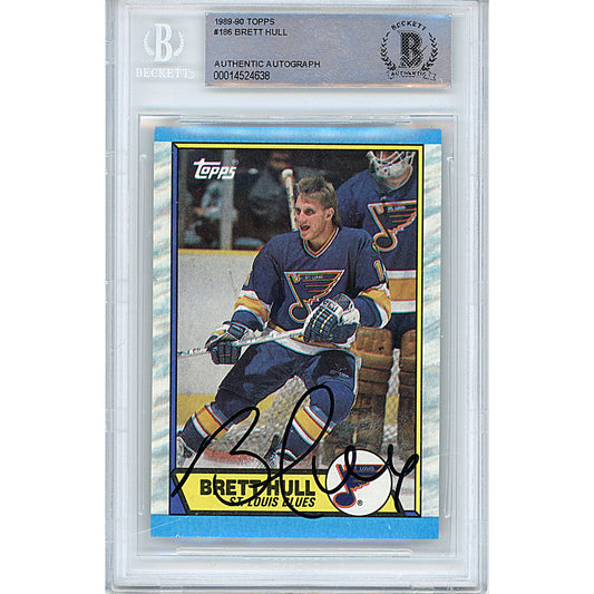 1989 Topps #117 — Brett Hull St. Louis Blues Autographed Trading Card — Beckett Authentication