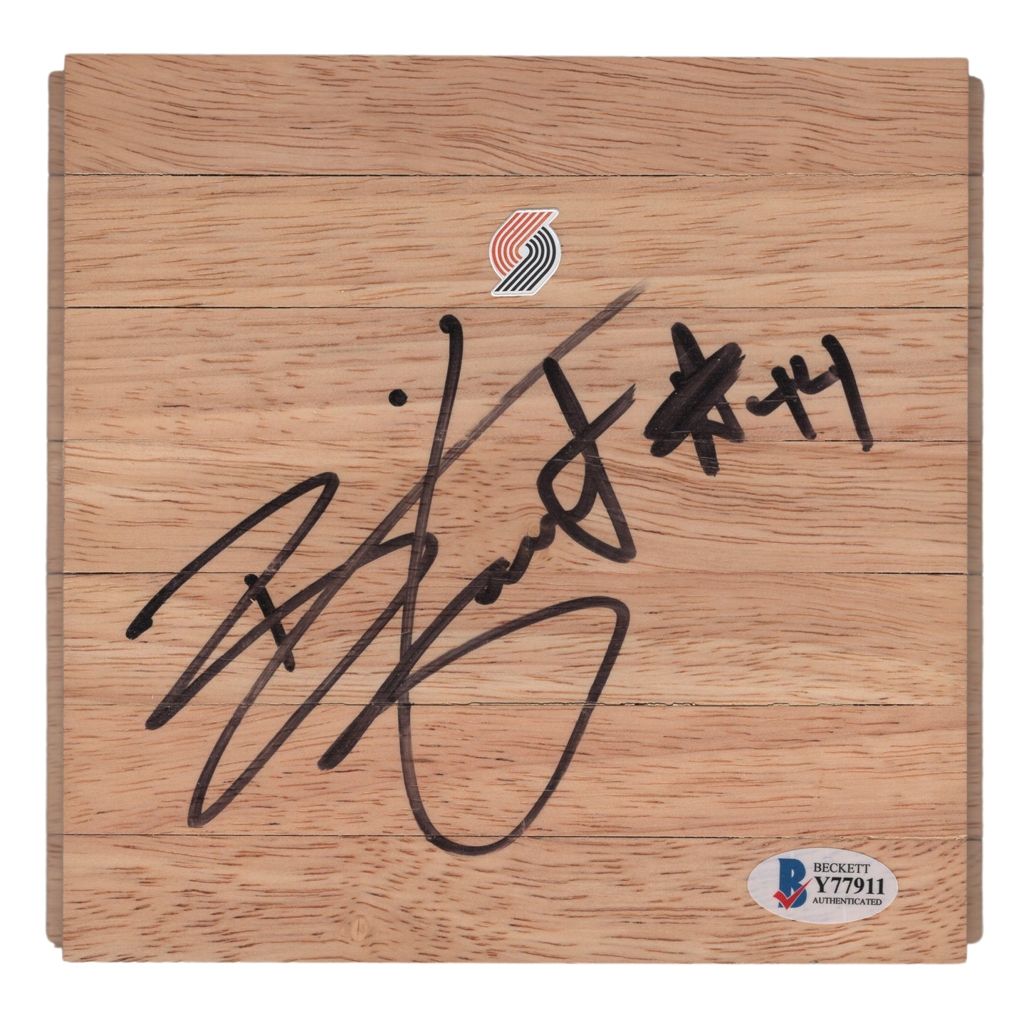 Brian Grant Portland Trail Blazers Autographed Basketball Parquet Floorboard— Beckett Authentication