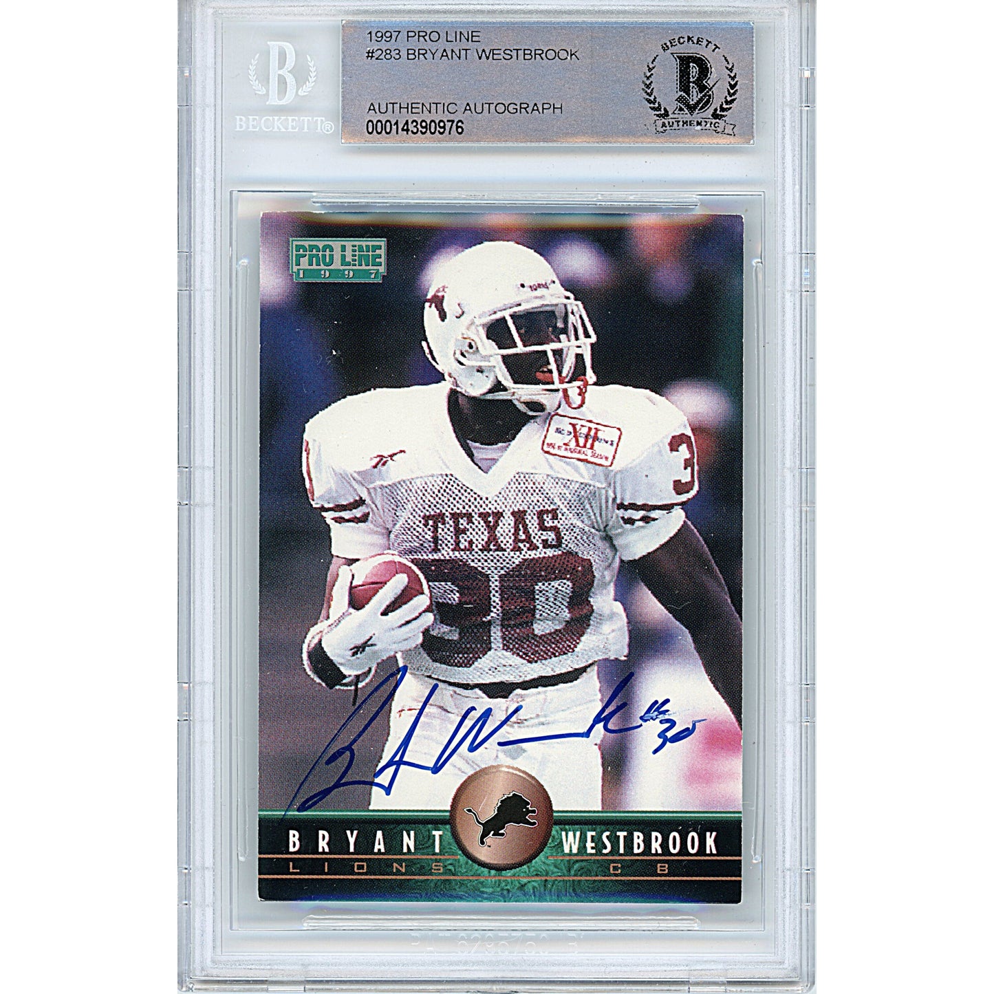 1997 Pro Line #283 — Bryant Westbrook Texas Longhorns Autographed Trading Card — Beckett Authentication - Sport Cards