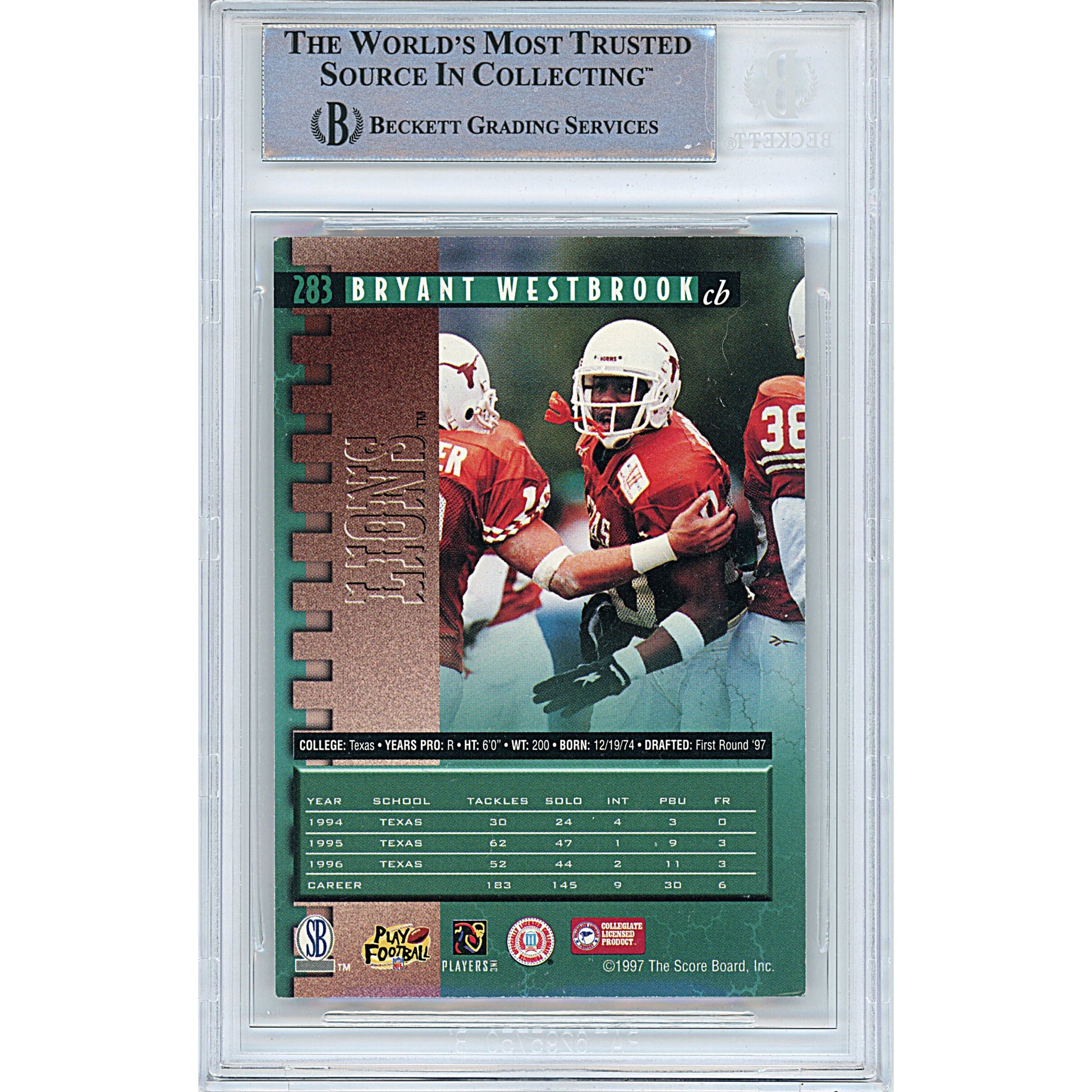 1997 Pro Line #283 — Bryant Westbrook Texas Longhorns Autographed Trading Card — Beckett Authentication - Sport Cards