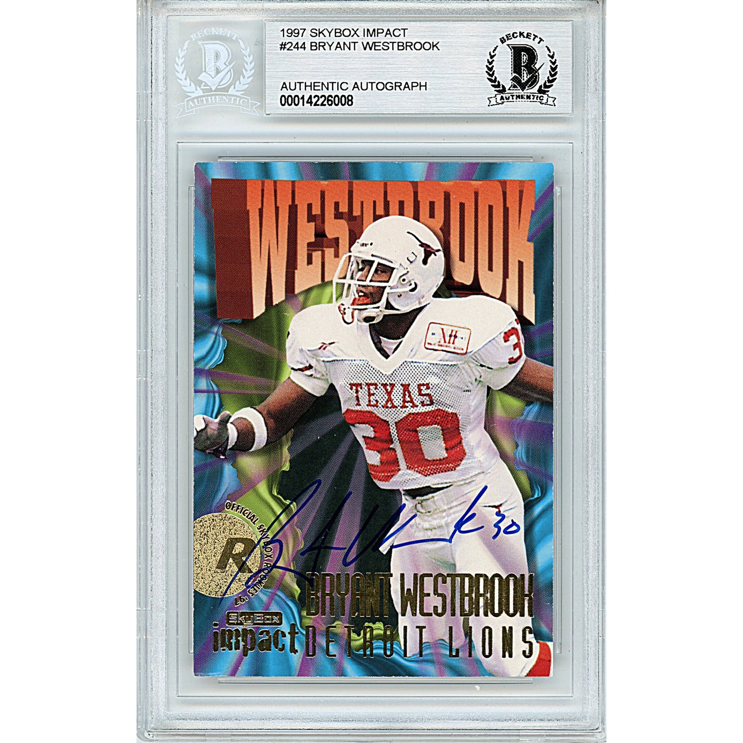 1997 Skybox Impact #5 — Bryant Westbrook Texas Longhorns Autographed Trading Card — Beckett Authentication