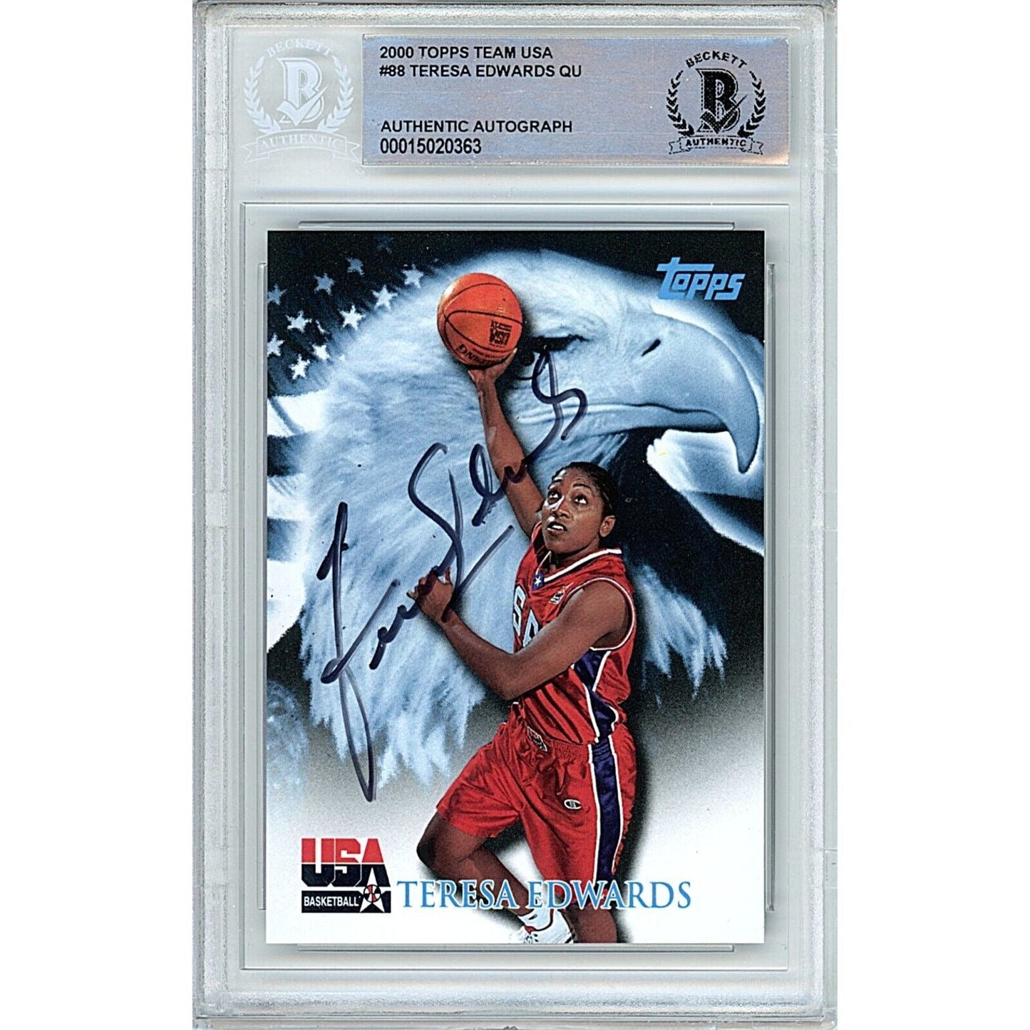 Teresa Edwards Signed 2000 Topps Team USA Summer Olympics Card Beckett Auth Auto