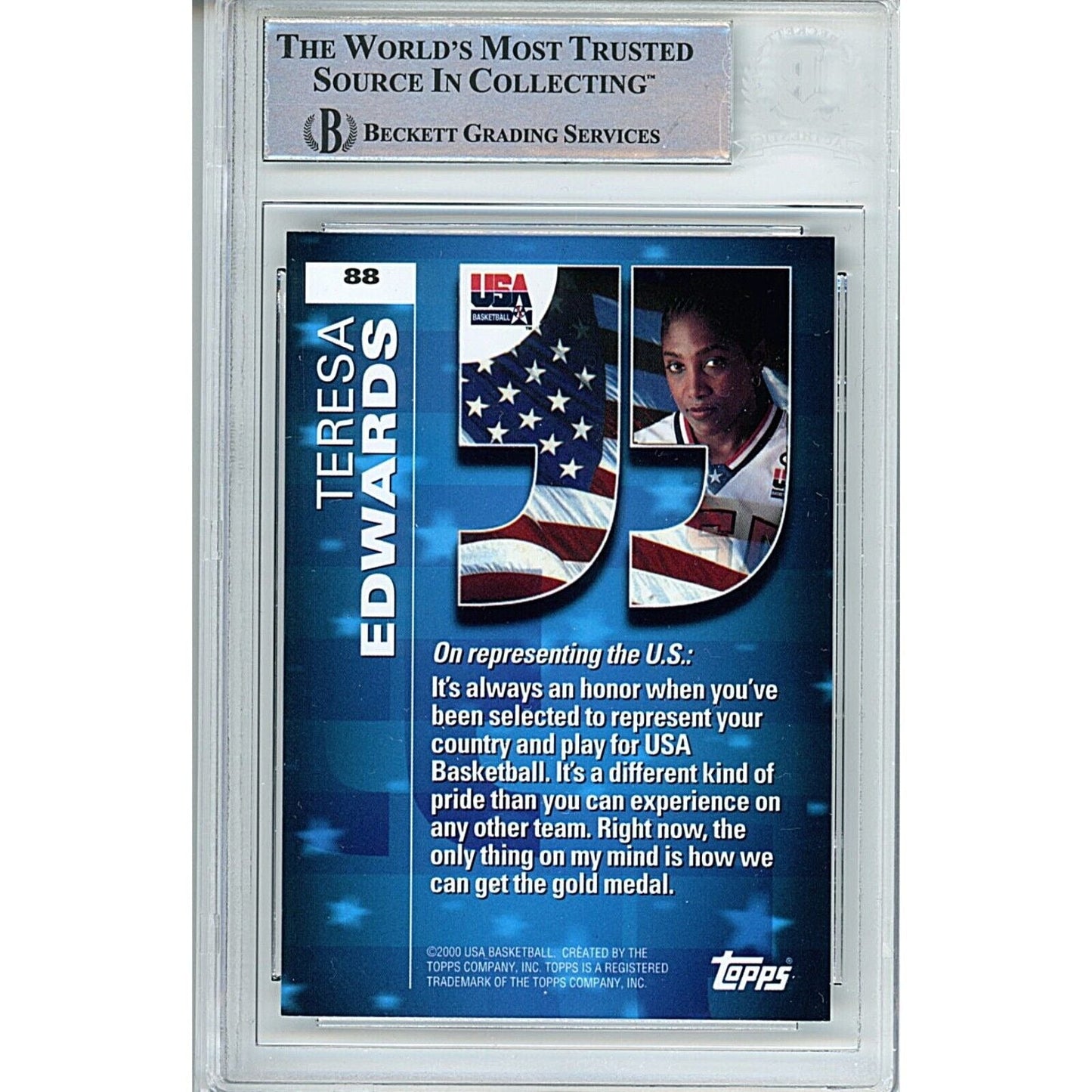 Teresa Edwards Signed 2000 Topps Team USA Summer Olympics Card Beckett Auth Auto