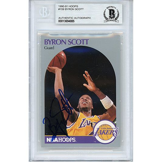 1990-91 NBA Hoops #159— Byron Scott Los Angeles Lakers Autographed Trading Card — Beckett Authentication