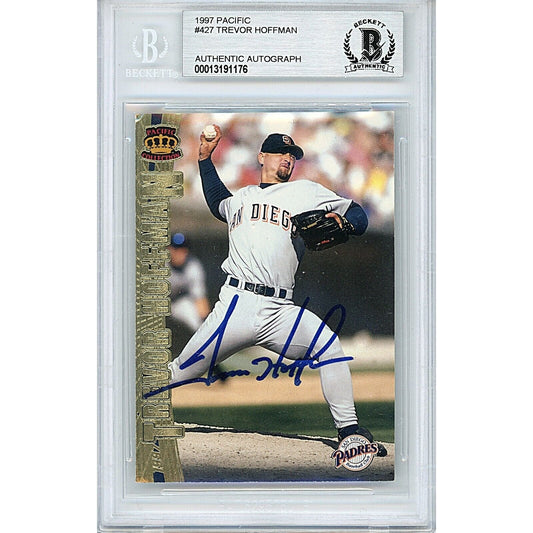 Trevor Hoffman San Diego Padres Signed 1997 Pacific Card Beckett Authentic Auto Slab HOF