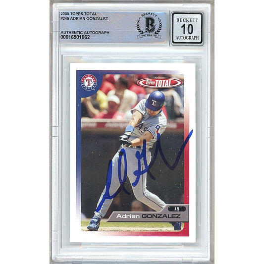 2005 Topps Total #249 — Adrian Gonzalez Texas Rangers Autographed Trading Card — Beckett Authentication