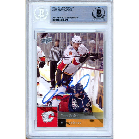 2009-10 Upper Deck #175 — Cory Sarich Calgary Flames Autographed Trading Card — Beckett Authentication