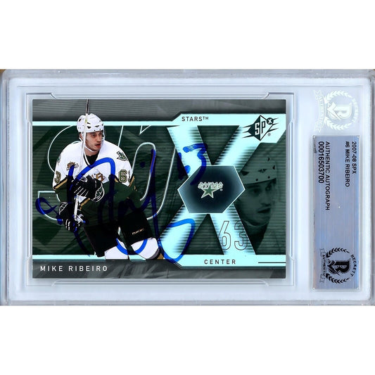 Mike Ribeiro Dallas Stars Signed 2007-08 UD SPx Hockey Card Beckett Authentic Auto Slab