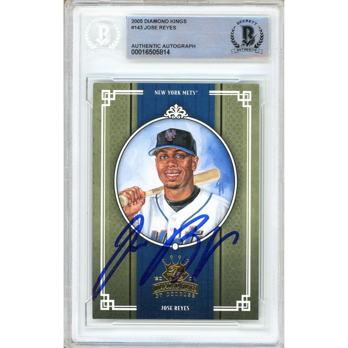 2005 Donruss Diamond Kings #143 — Jose Reyes New York Mets Autographed Trading Card — Beckett Authentication