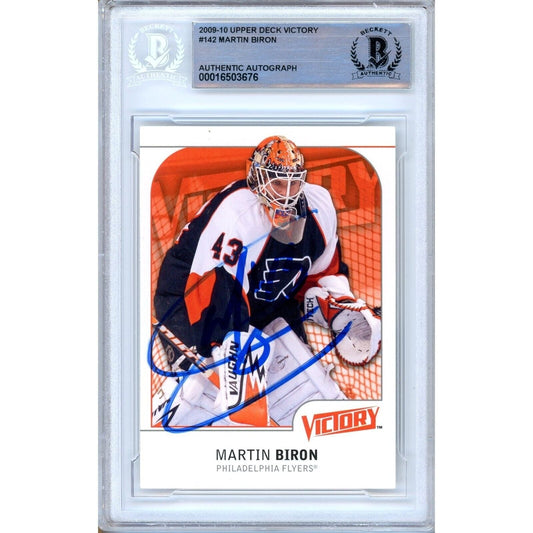 Martin Biron Philadelphia Flyers Signed 2009-10 UD Victory Hockey Card Beckett Auth Auto