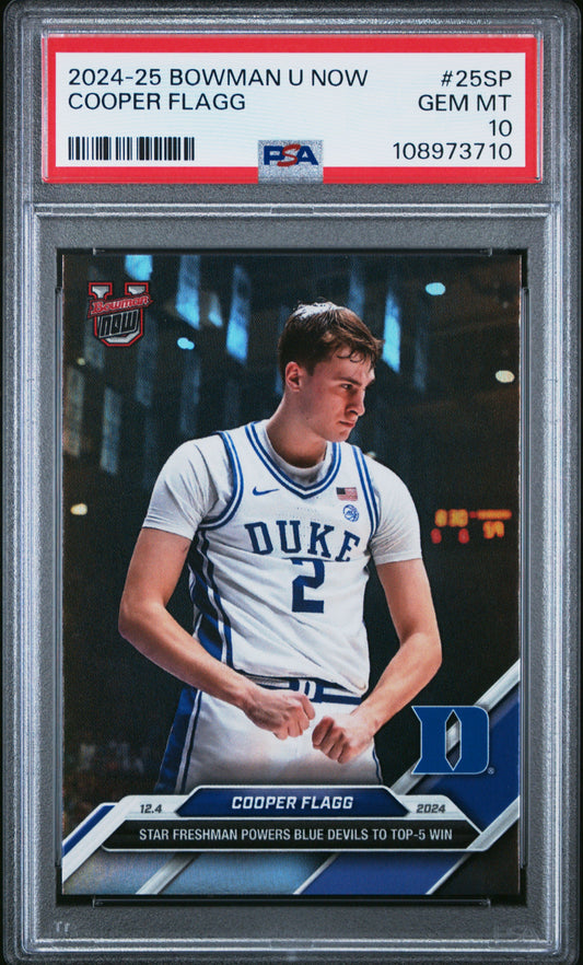 Graded 2024 Topps Bowman U Now Cooper Flagg #25SP Rookie RC Basketball Card PSA 10 Gem Mint