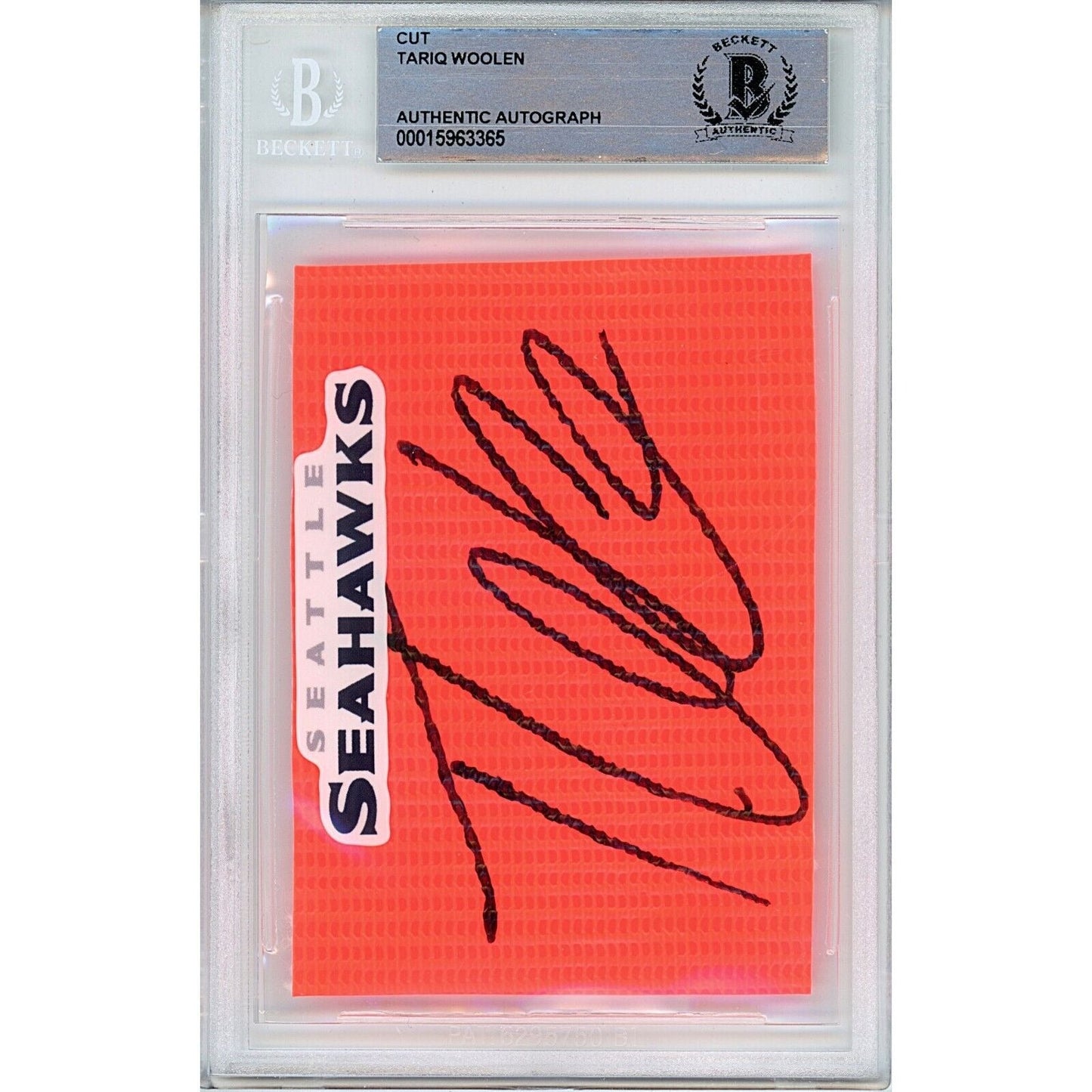 Tariq Woolen Seattle Seahawks Signed Football Pylon Cut Beckett Authentic Auto Slab